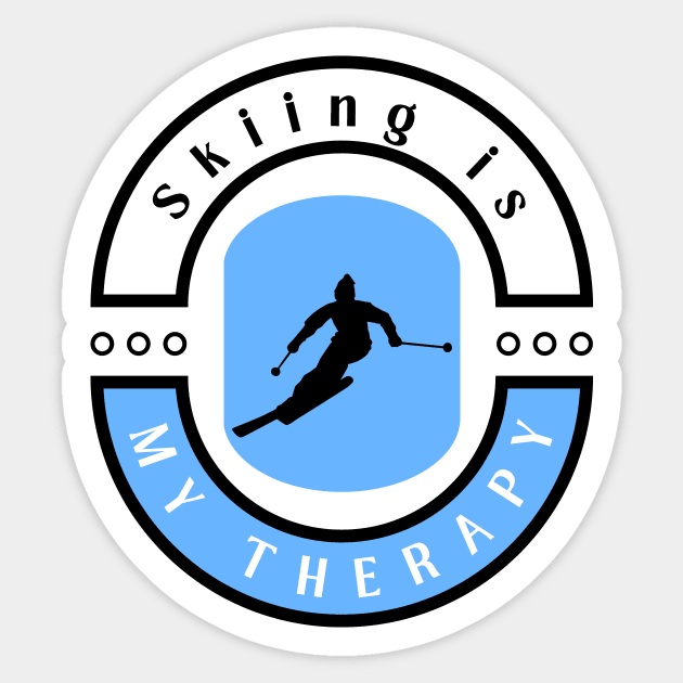 Skiing is my therapy funny motivational design Sticker by Digital Mag Store